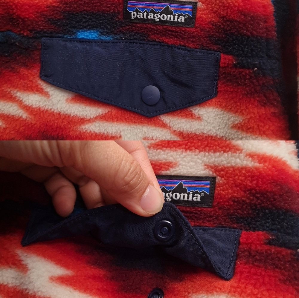 Patagonia Synchilla Snap-T Fleece Pullover Red Wild Desert Aztec Women's Size S - Picture 7 of 15